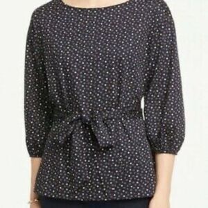 Ann Taylor Factory Dotted Tie Waist Tunic Sz M
